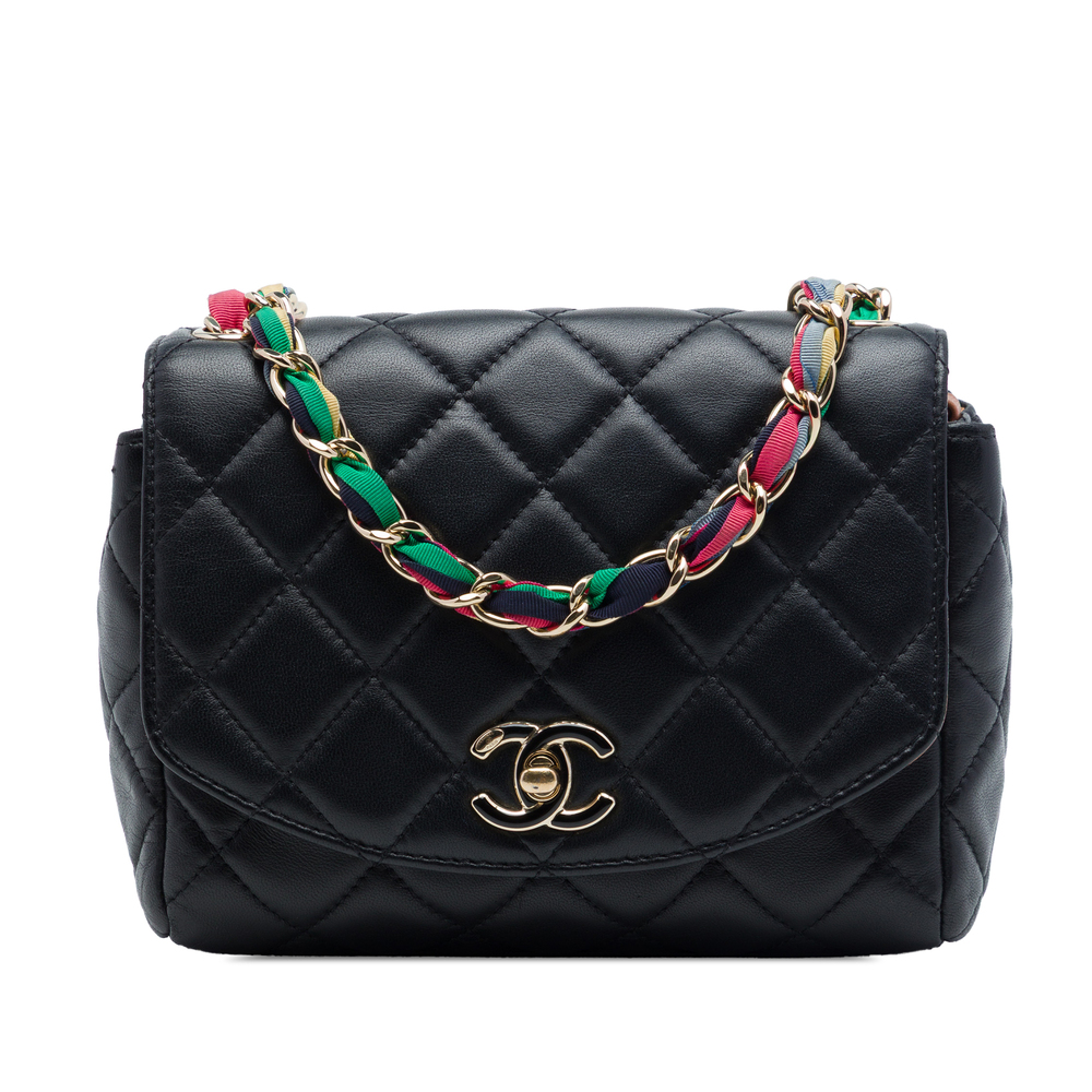 Pre-Loved Chanel Small Quilted Lambskin Cocovado Ribbon Chain Flap
